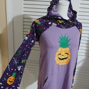 LuLaRoe Small Purple Halloween Pineapple Long-Sleeved Hooded Knit T-Shirt